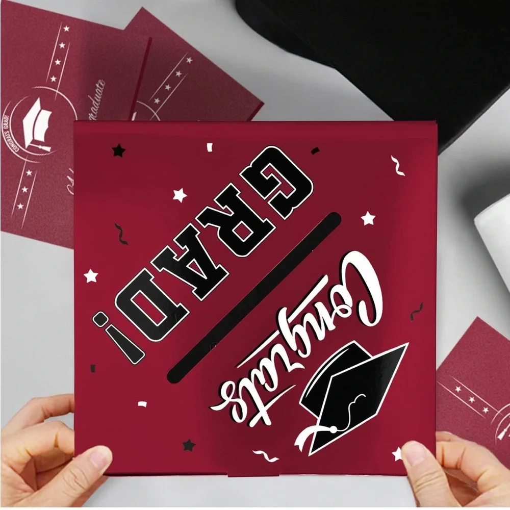 Graduation Party Gift Box - Maroon and Black